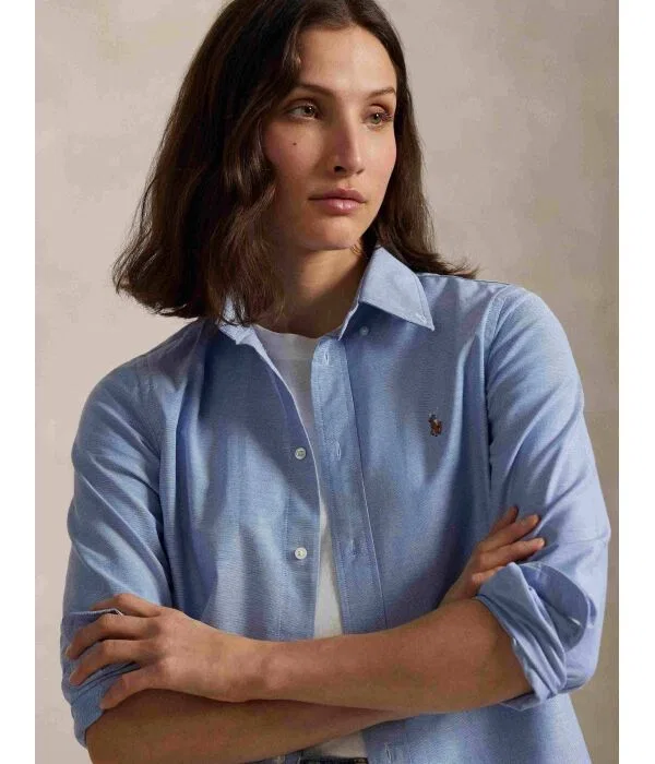 Женская рубашка с длинным рукавом Polo Ralph Lauren, синий — фото 4