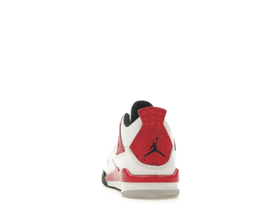 Детские кроссовки с верхом из кожи White/Fire Red/Black/Neutral Grey Jordan 4 Retro Jordan, White/Fire Red/Black/Neutral Grey — фото 4