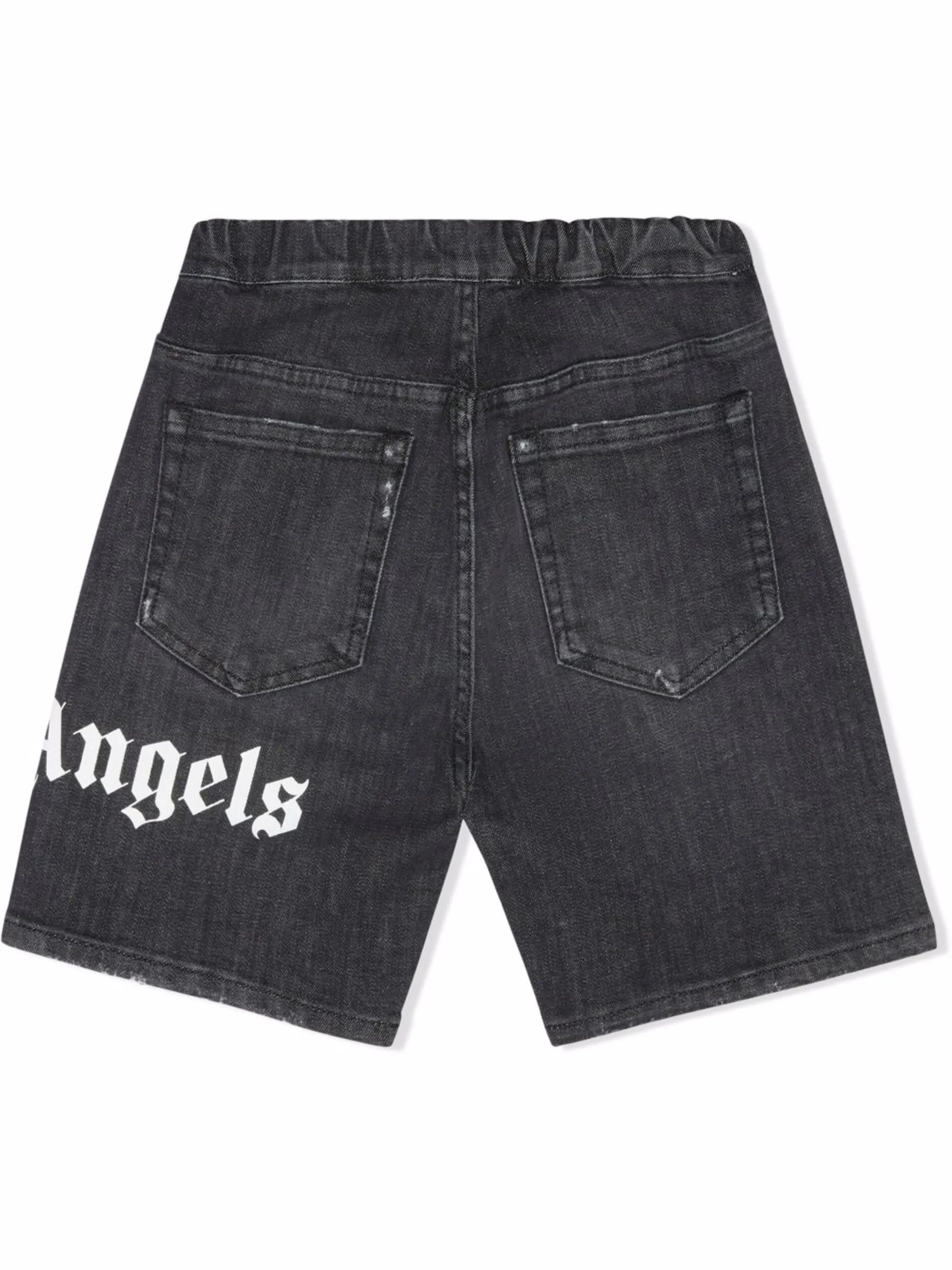 Джинсовые шорты с завышенной талией и логотипом Palm Angels Kids, черный — фото 2