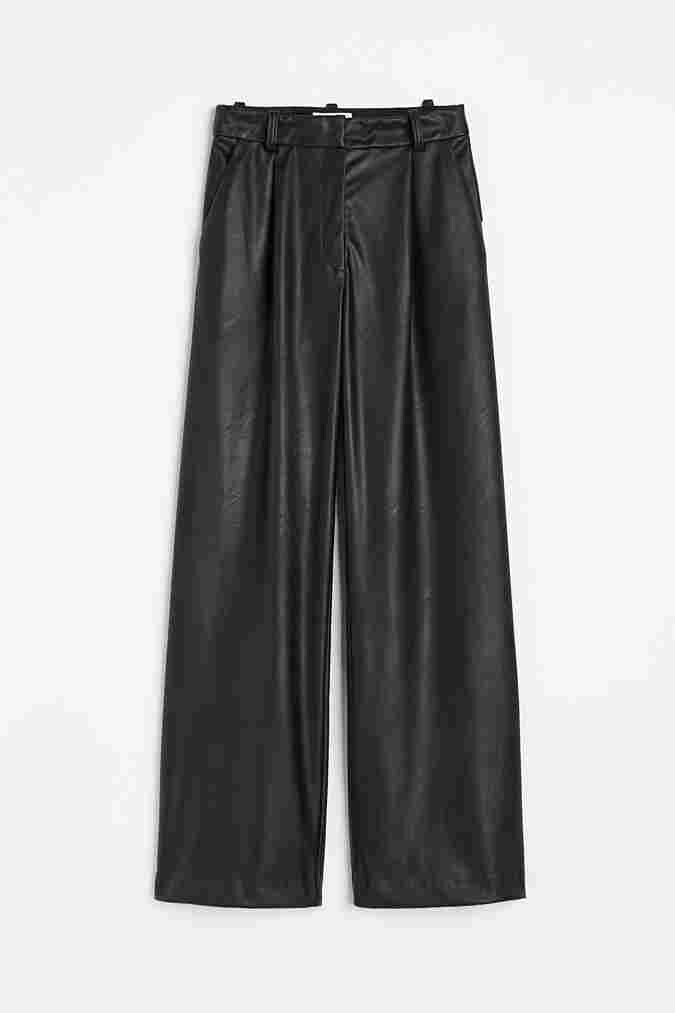 

Брюки H&M Wide-leg Coated, черный