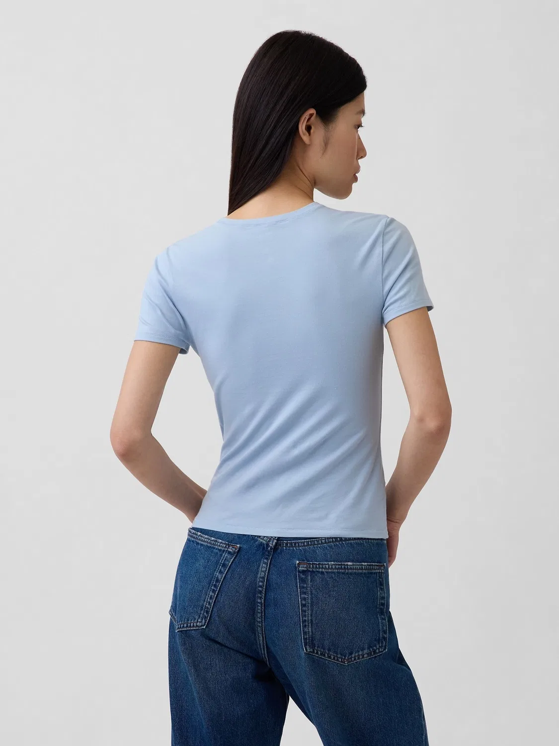 Футболка из джерси, облегающая Gap, синяя — фото 2