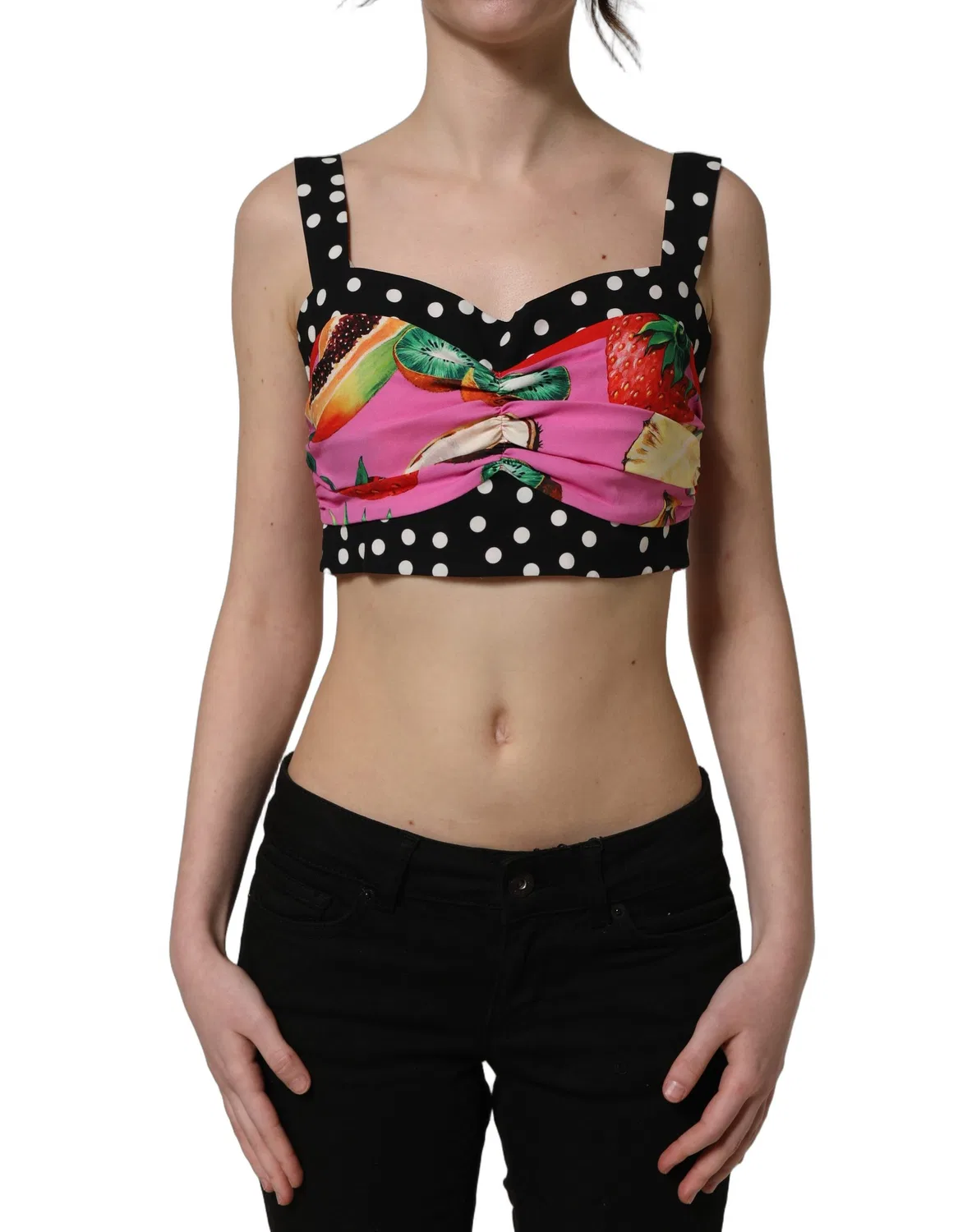 Женский топ-корсет с принтом Cropped Bustier Corset Top Dolce & Gabbana, Multicolor — фото 4