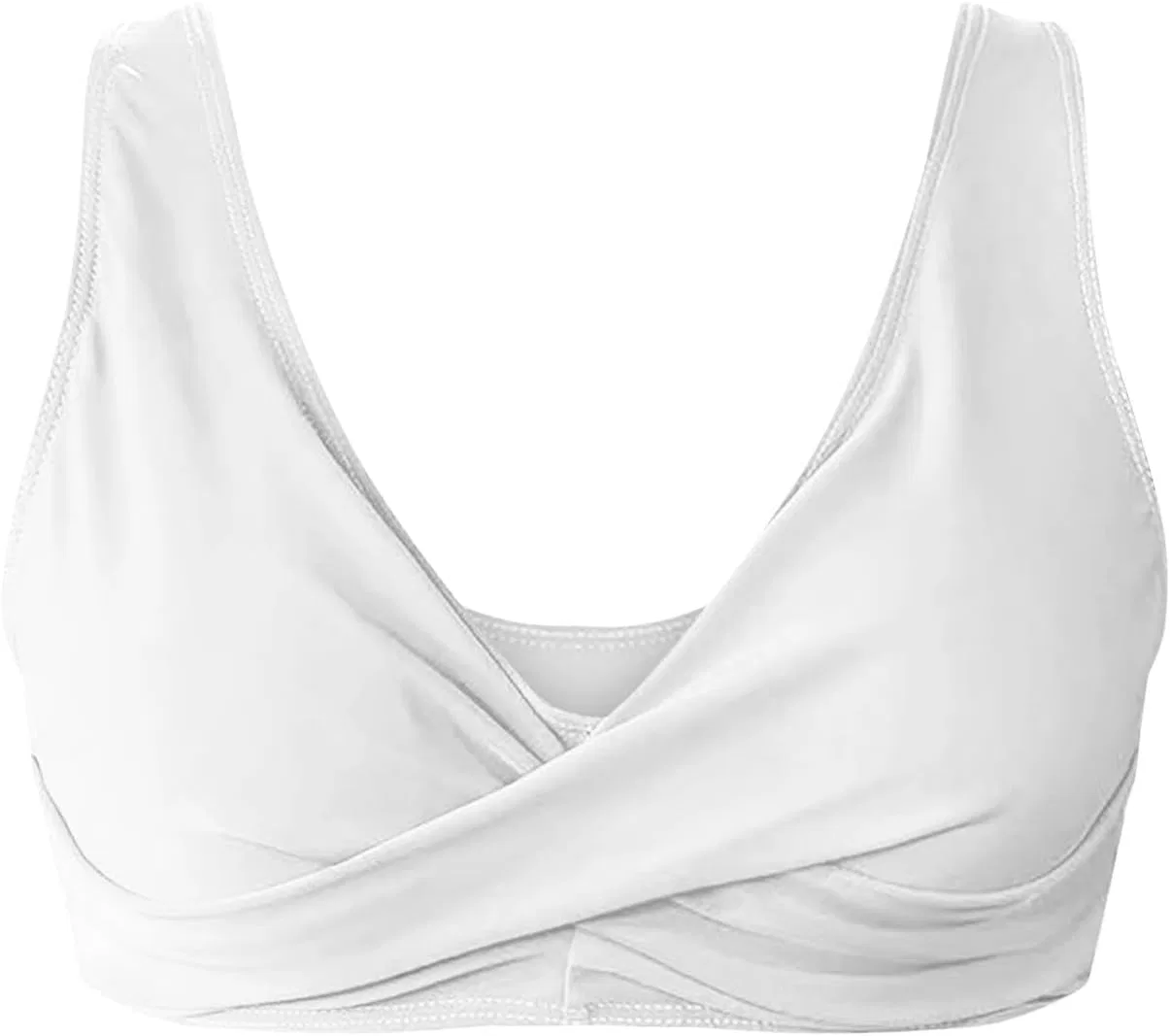 Женский бикини-топ с V-образным вырезом и кружевной отделкой, White — фото 4