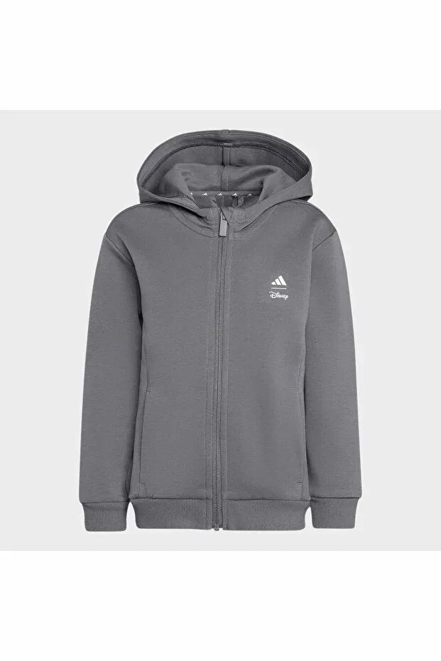 Детское худи для девочек хлопковое Adidas, Gray Five / Off-White — фото 4