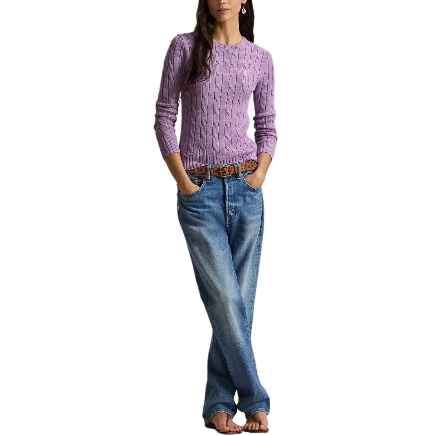 Свитер Julianna Cable Knit Polo Ralph Lauren, Bright Aster — фото 4