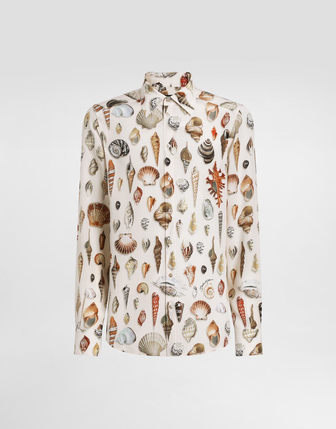 

Шелковая рубашка с martini и ракушками Dolce & Gabbana, мультиколор