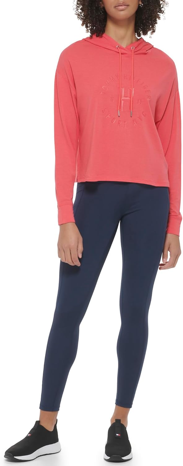 

Женская легкая укороченная толстовка с капюшоном Tommy Hilfiger с монохромным логотипом, Paradise Pink