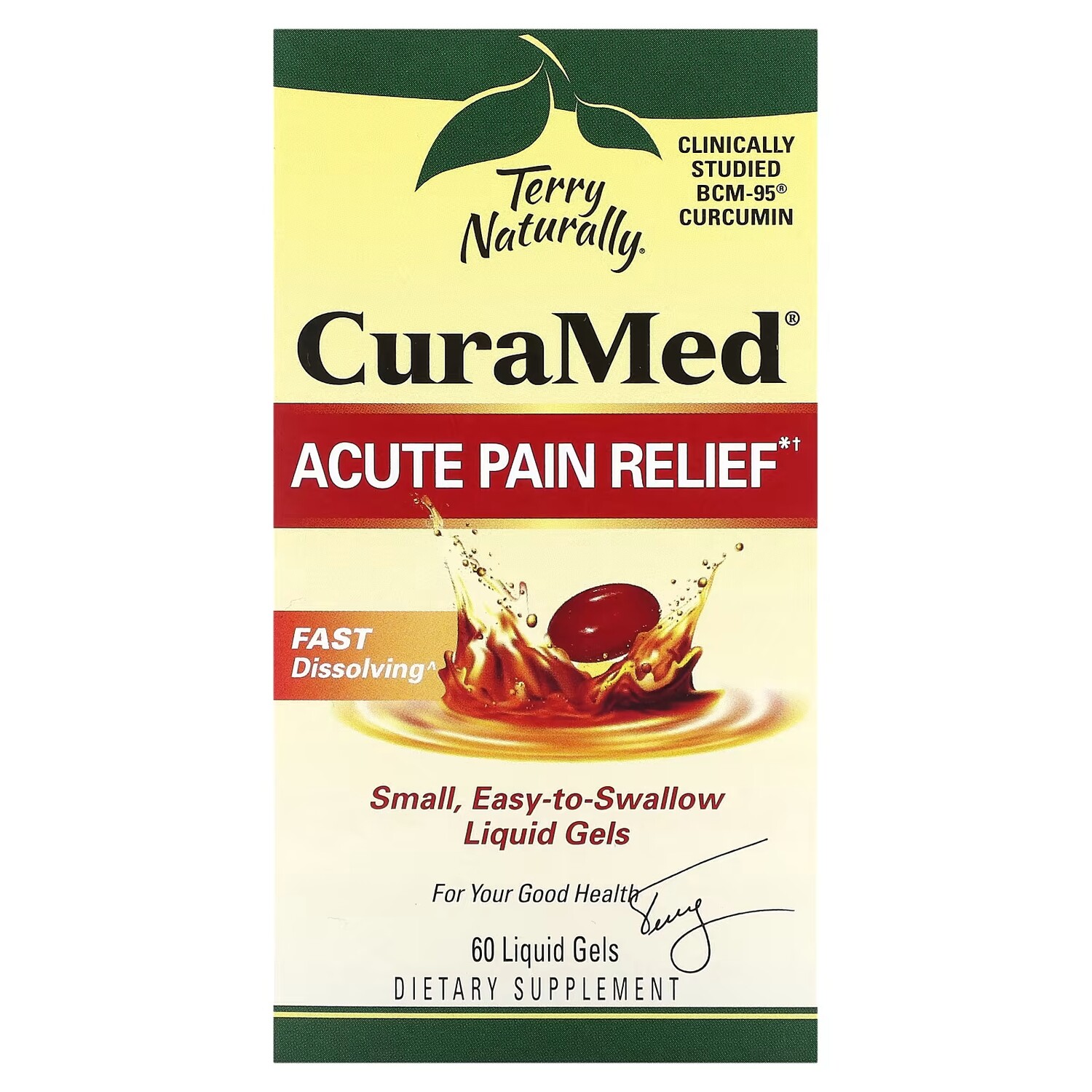 

Обезболивающее средство Terry Naturally CuraMed от острой боли, 60 жидких гелей