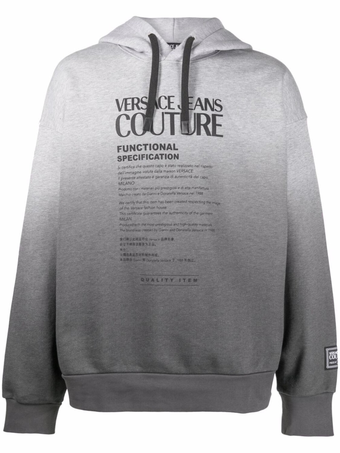

Худи с эффектом градиента и логотипом Versace Jeans Couture, серый