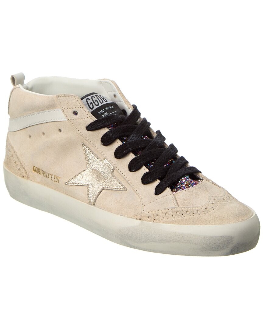 

Кроссовки Golden Goose Midstar из замши и блесток, бежевый