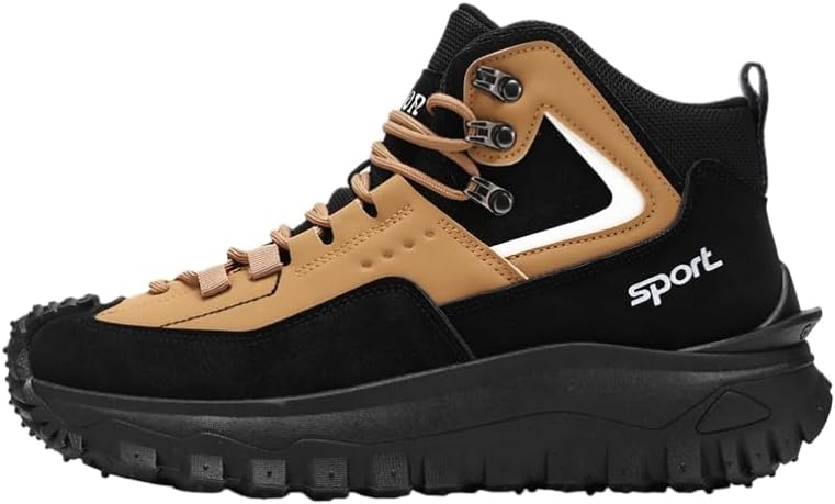 

Мужские модные спортивные кроссовки - повседневные кроссовки на шнуровке больших размеров - противоскользящие, для использования на открытом воздухе - подходят для повседневной носки или походов Hoalox, хаки