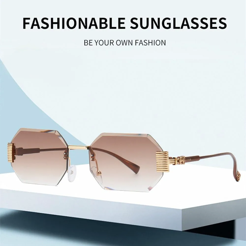 

Винтажные маленькие прямоугольные солнцезащитные очки MUTYNE без оправы для женщин и мужчин, модные, роскошные, трендовые, дорожные, металлические, Black