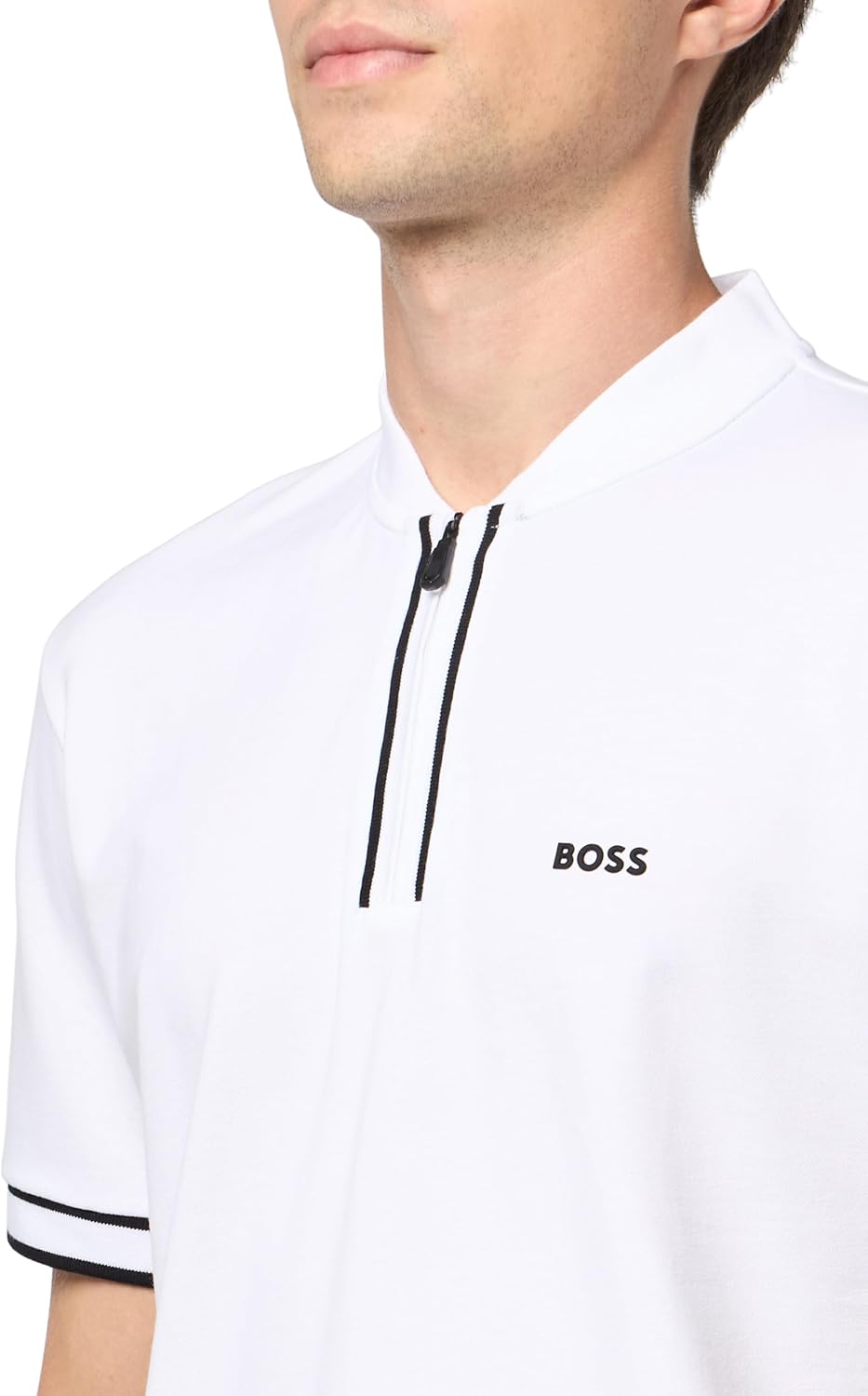 BOSS мужская поло с застежкой-молнией на воротнике, White Oak — фото 3