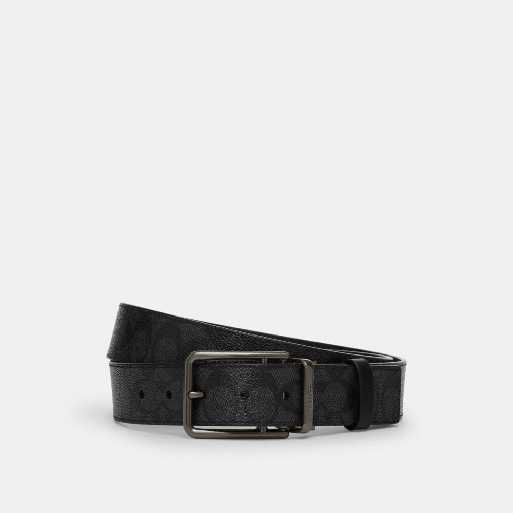 

Ремень Coach Double Bar Buckle Cut To Size Reversible Belt, 38 Mm, серый/угольный/черный