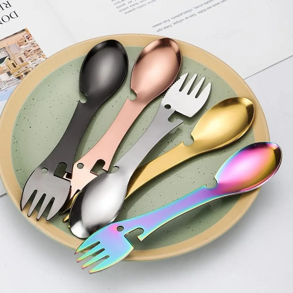 Набор Spork Spoon Fork Combination Set с ложкой, вилкой, ножом, открывалкой для бутылок и консервов WitBicg — фото 2