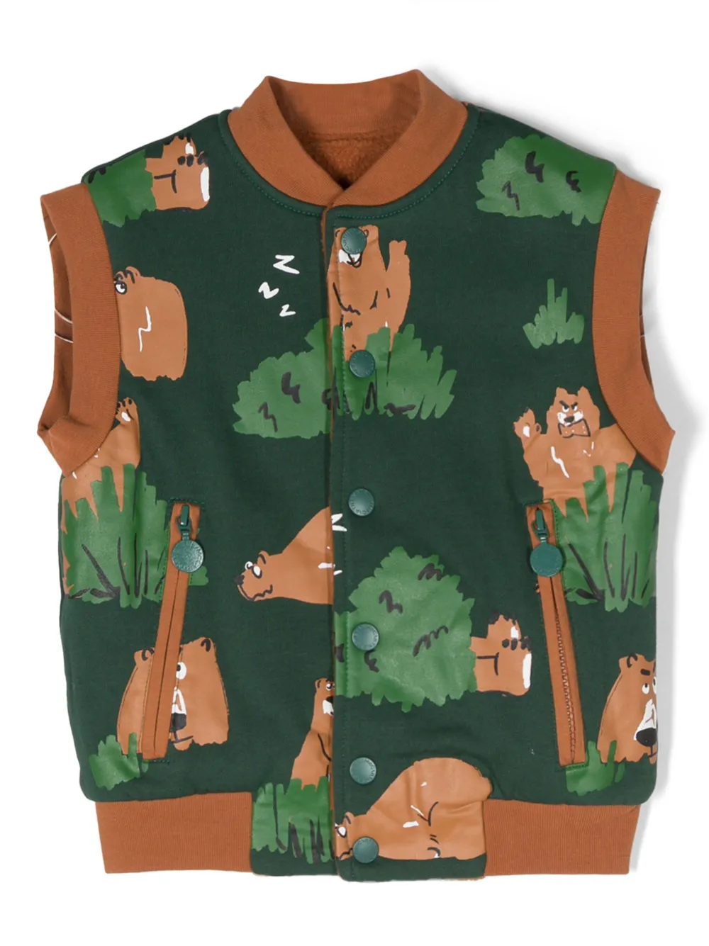 

Двусторонний жилет с графичным принтом Stella McCartney Kids, коричневый
