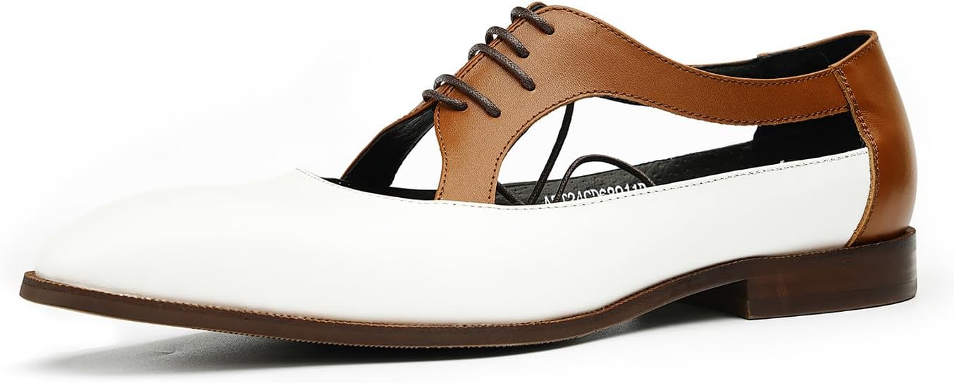 

Мужские сандалии Santimon Mens, туфли оксфорды, деловой повседневный стиль, модные дышащие кожаные летние туфли на шнуровке, белый