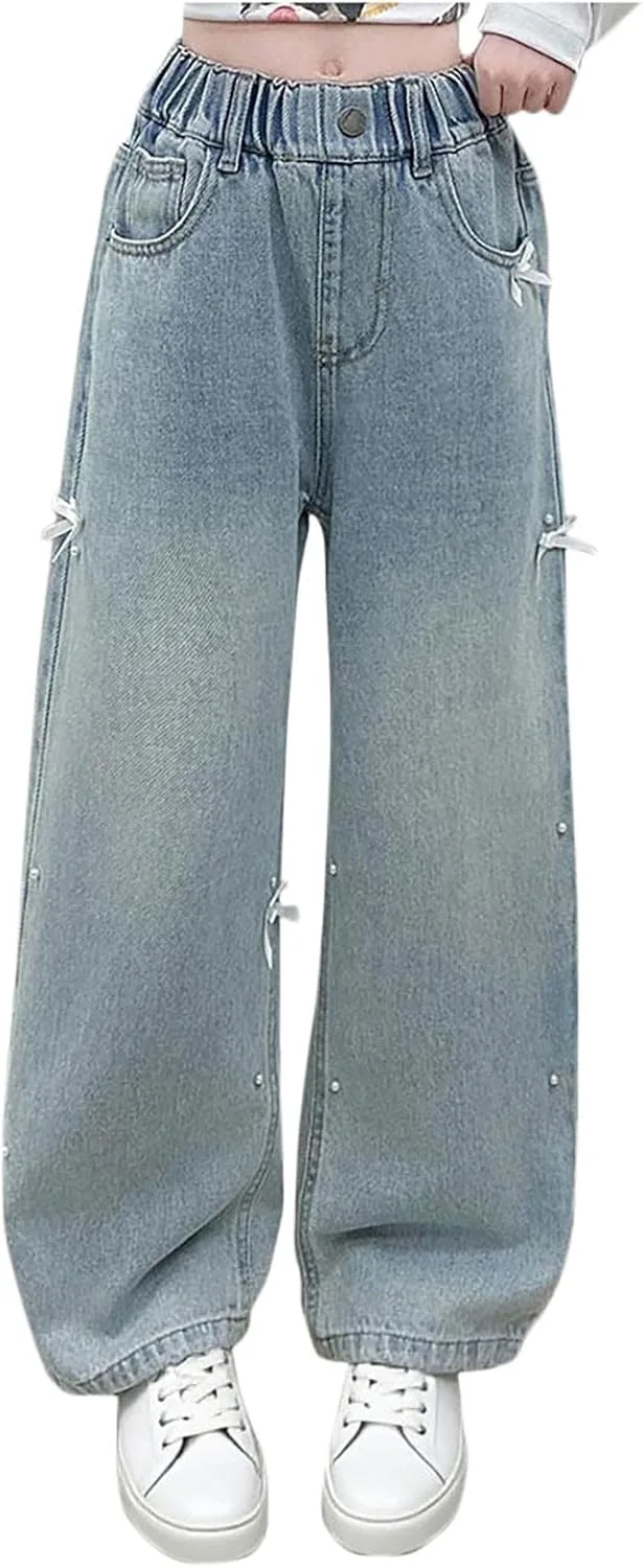 

Джинсы прямого кроя для девочек с принтом floral star