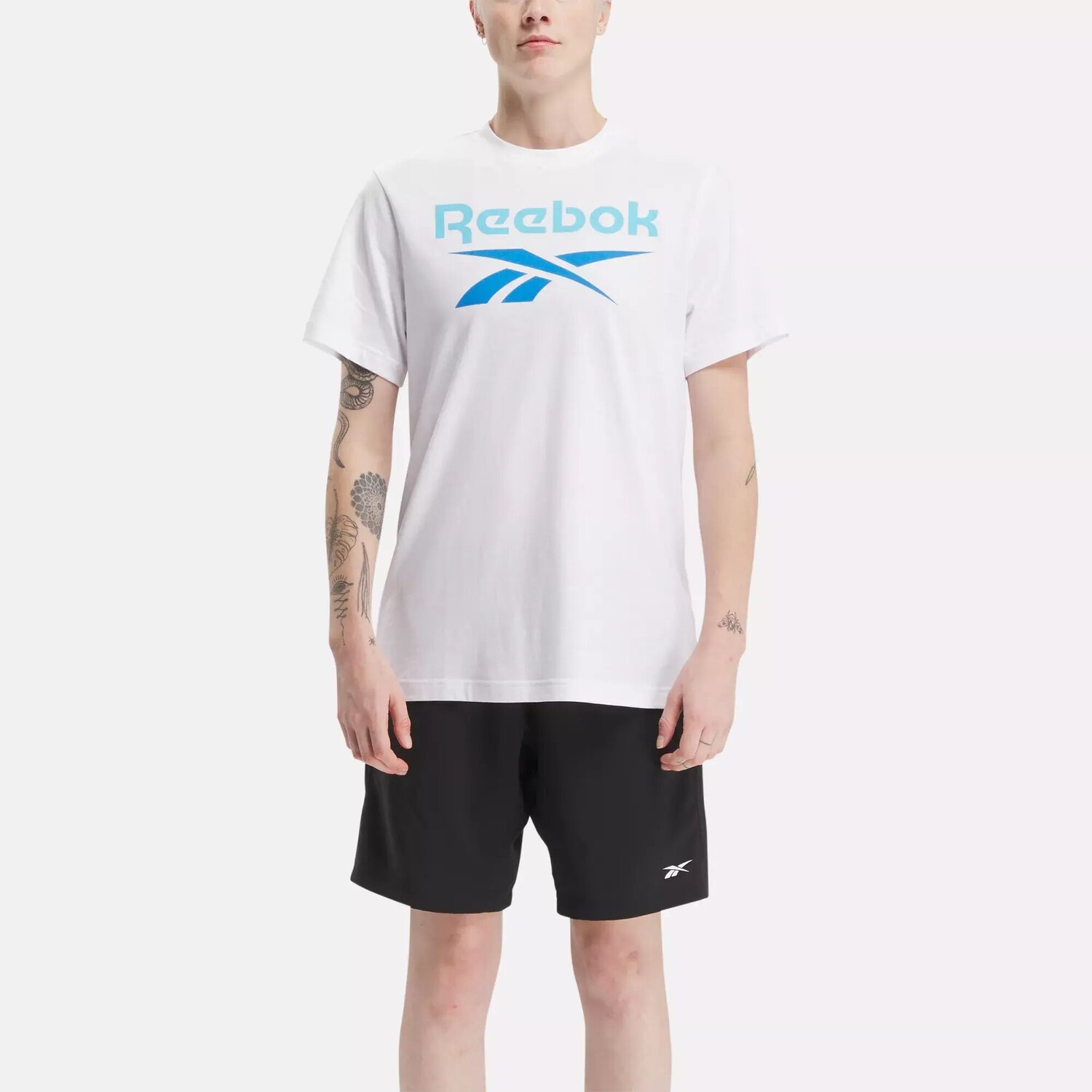 

Футболка с большим сложенным логотипом Identity Reebok, белый/голубой