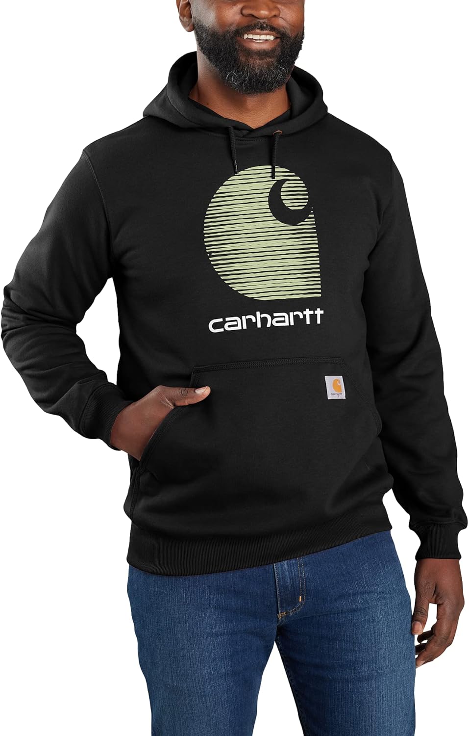 

Толстовка Carhartt мужская Rain Defender Loose Fit Midweight C Logo Graphic, Black