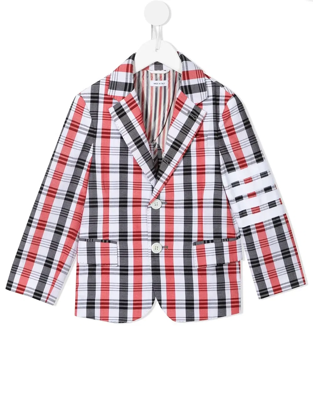 Блейзер с клетчатым принтом Thom Browne Kids, красный