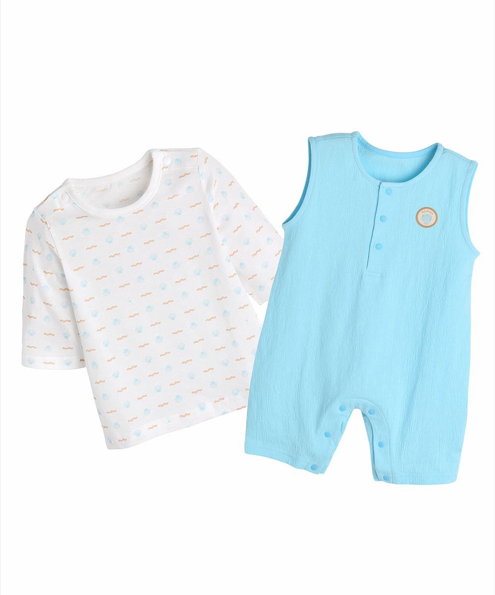 Комбинезон и топ из жаккардовой ткани модал-хлопок длиной 3/4 Moimoln, Blue