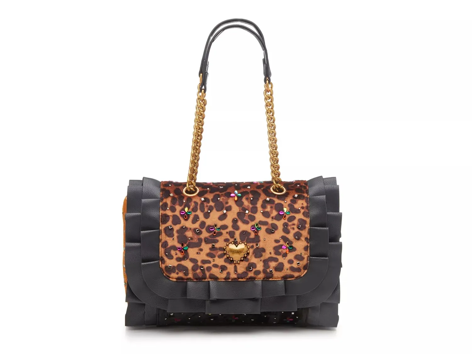 

Сумка через плечо Betsey Johnson с леопардовым принтом и оборками, разноцветная, Коричневый, Сумка через плечо Betsey Johnson с леопардовым принтом и оборками, разноцветная