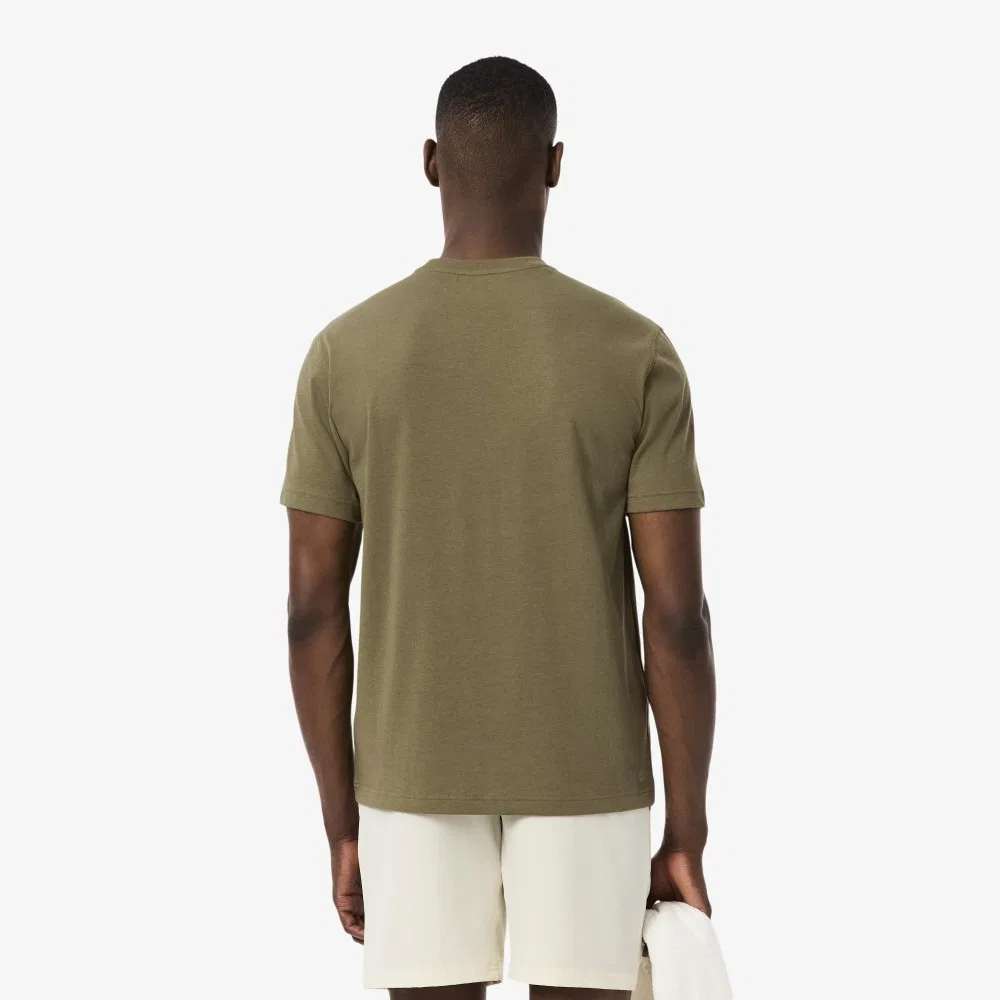 Мужская базовая тренировочная футболка цвета хаки от Lacoste — фото 3