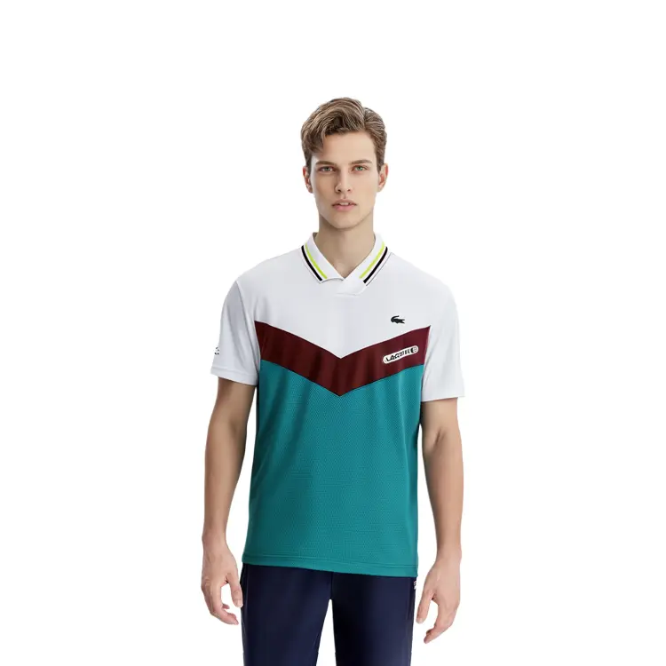 Футболка поло с шевронным узором LACOSTE, белый красный зеленый — фото 3