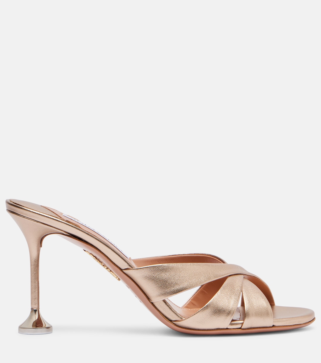 Мюли из металлизированной кожи Kiss Me Quick Aquazzura, Light Copper — фото 4