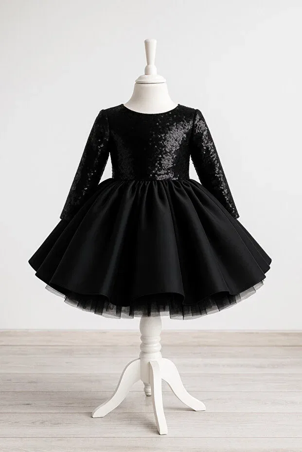 Детское платье для девочек с пайетками Musgem, Black