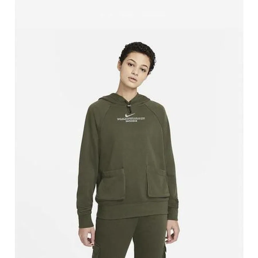 Женский худи из футера с принтом Nike Sportswear Swoosh French Terry Hoodie, Хаки — фото 2