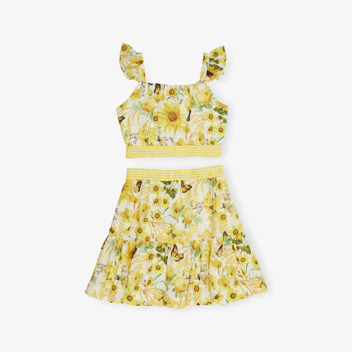 Комплект из топа и юбки с ботаническим принтом и оборками от Lapin House x Mary Katrantzou (2-12 лет), желтый