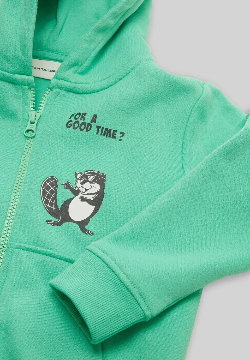 Strick & Sweatshirts толстовка с капюшоном с принтом - толстовка на молнии Tom Tailor, Leafy Green — фото 3