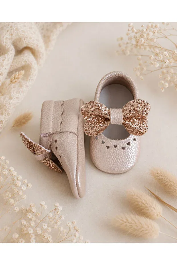 Детские мокасины из натуральной кожи для девочек Rose dried Viela Gift Atelier, Pink — фото 2