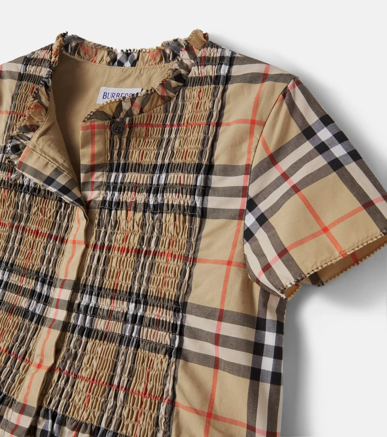 Нарядное платье в клетку Burberry Kids, бежевый — фото 4