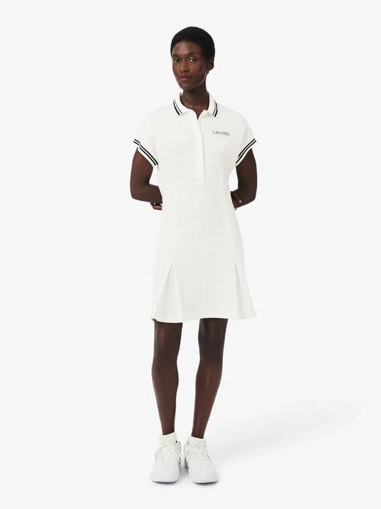 Платье теннисное LACOSTE White, Roland Garros, хлопок с эластаном