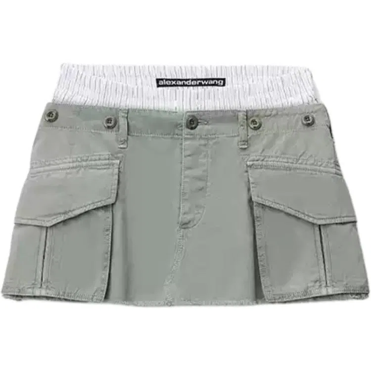 Женская юбка-карго с длиной до колена Alexander Wang, Washed Green Bay