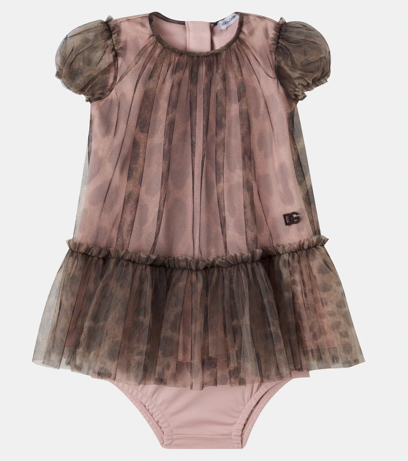 Детское платье из тюля с леопардовым принтом Dolce & Gabbana Kids, коричневый — фото 2