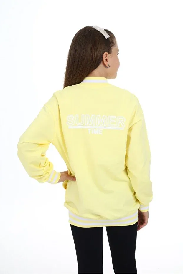 Детский вязаное кардиган для девочек с принтом Toontoy, Light Yellow — фото 4