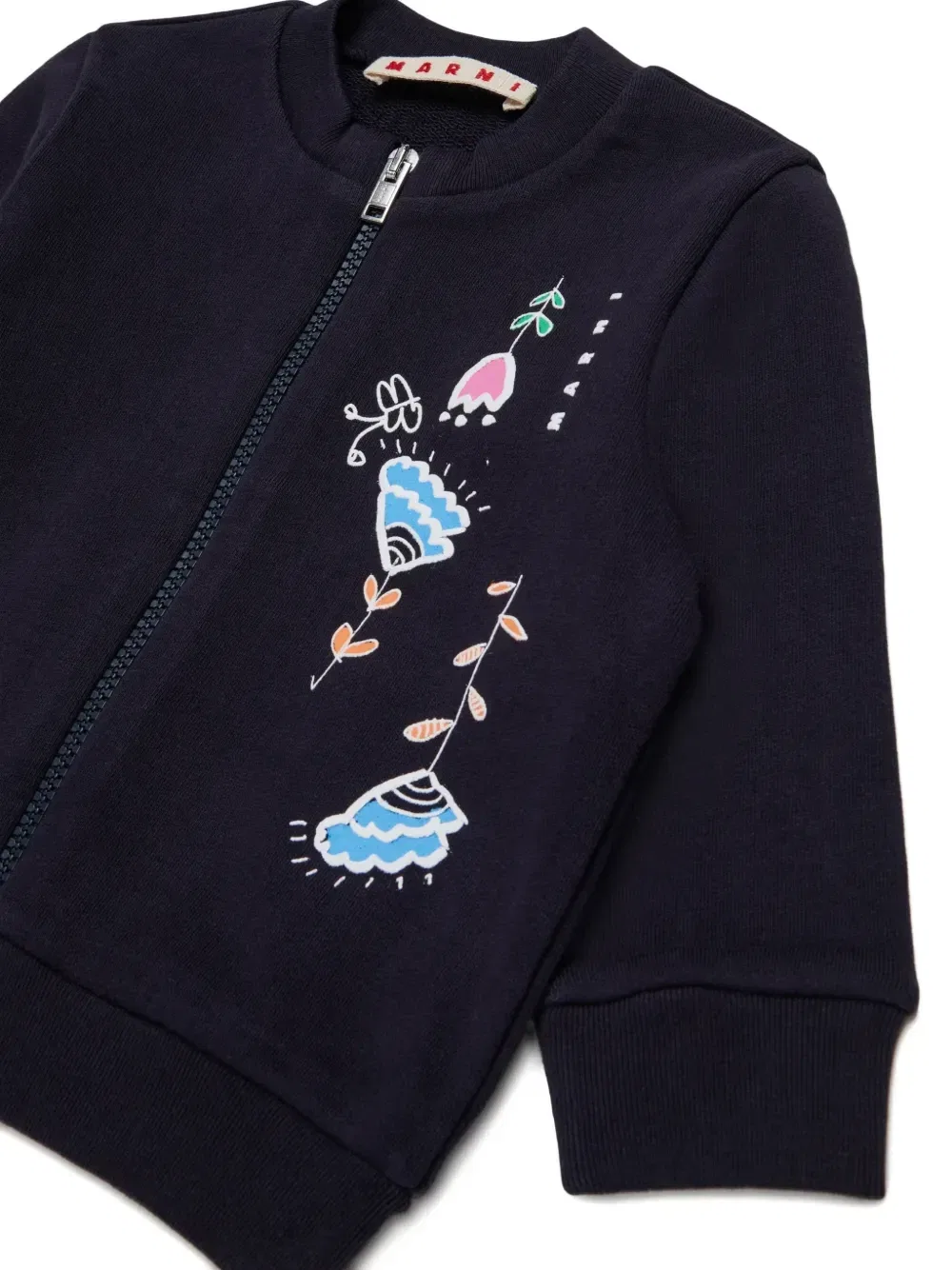 Толстовка на молнии с цветочным принтом Marni Kids, синий — фото 3