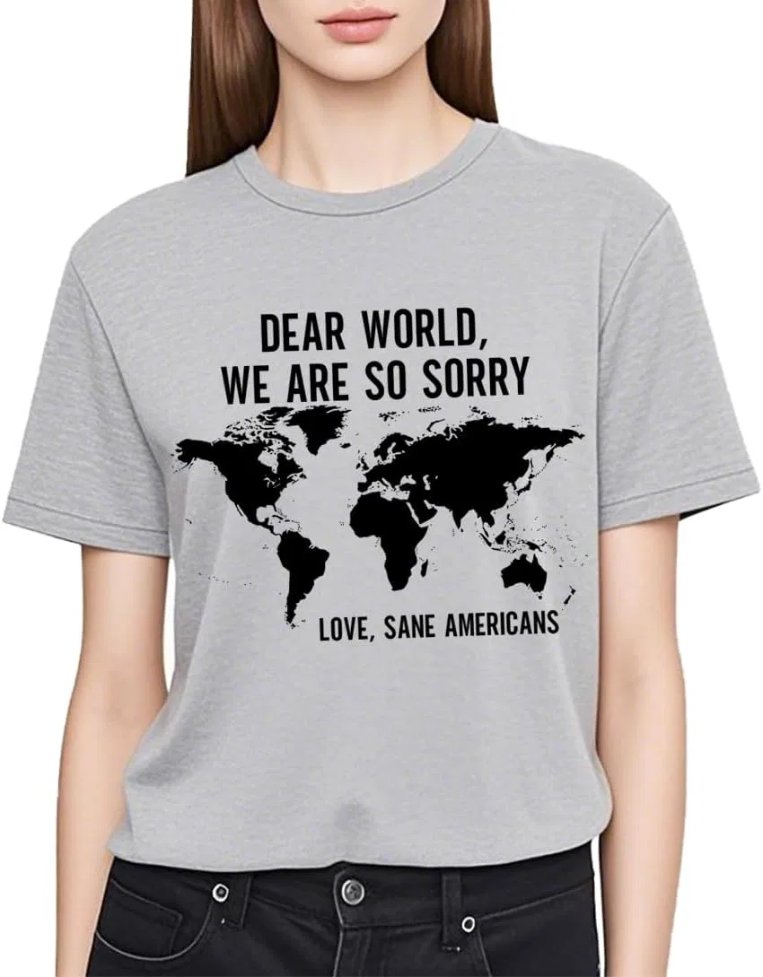 Мужская футболка с принтом Dear World We are So Sorry, Grey