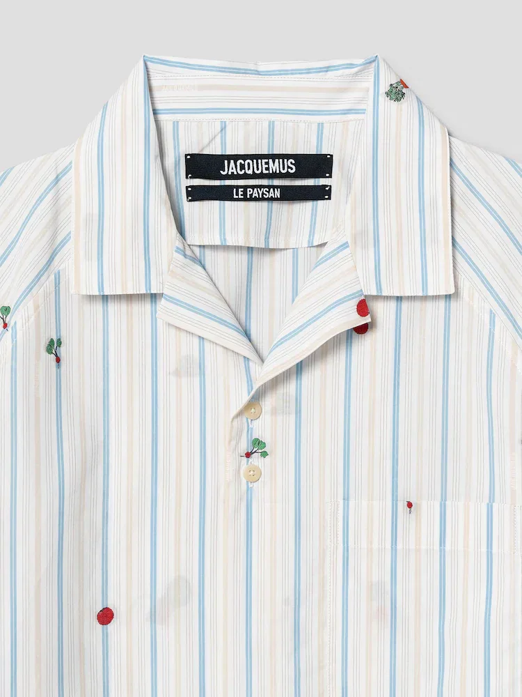 Футболка поло с жаккардовыми полосками JACQUEMUS La Chemise Romarin Mc, Sky Blue — фото 3