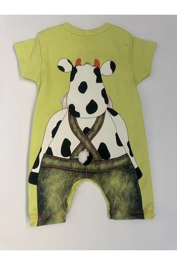 Детский комбинезон для девочек с принтом Animal Figured Baby Rompers Minibird Baby, Green — фото 3