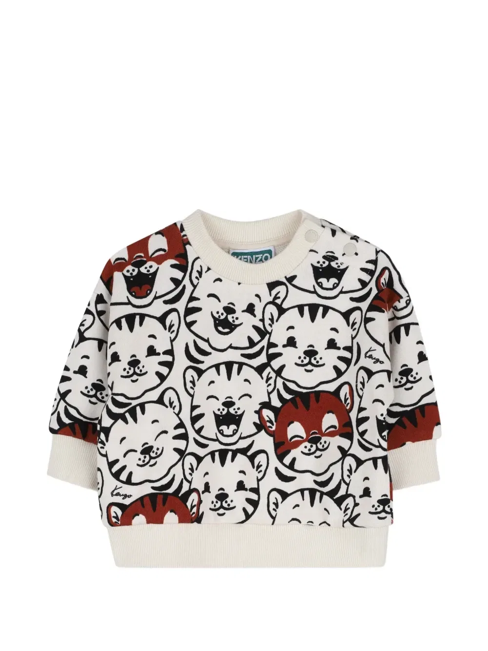 Свитер с тигровым принтом Kenzo Kids, белый