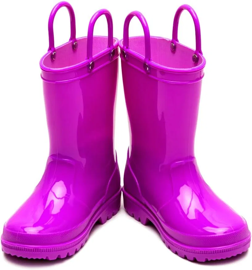 Детские дождевые сапоги для девочек с принтом HugRain, Pink Purple — фото 4