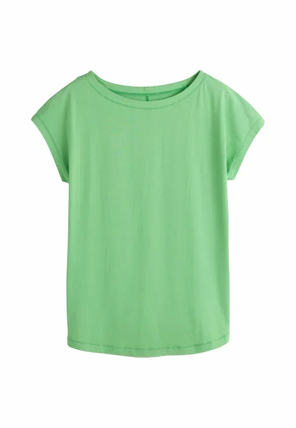 Футболка хлопковая Regular fit - grown on cap sleeve t-shirt Next, green, зеленый — фото 4