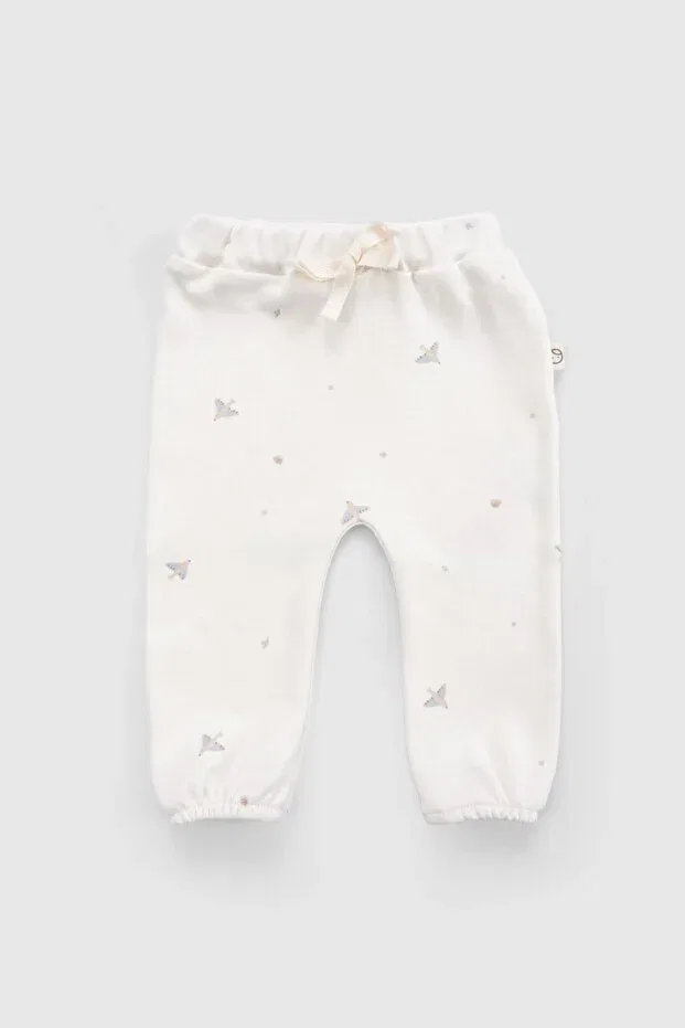 Детские брюки для девочек хлопковые Organic cotton newborn pants Little Gusto, White