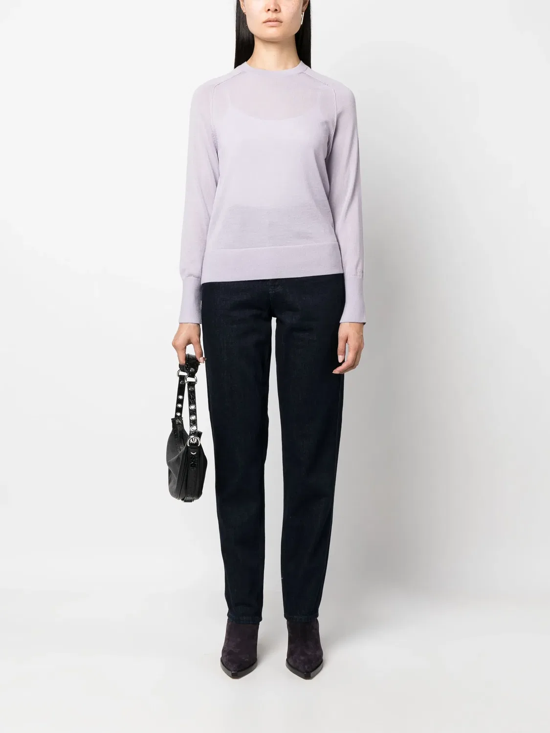 Джемпер из тонкой шерсти Calvin Klein, светло-фиолетовый — фото 4