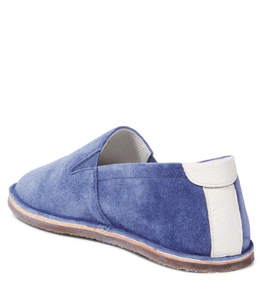 Замшевые туфли без шнурков Brunello Cucinelli Kids, синий — фото 3